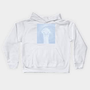 Ghostly alpaca and mandala in serenity blue Kids Hoodie